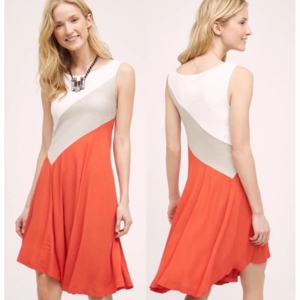 Maeve Anthropologie Color‎ Block Sleeveless Fit & Flare Dress